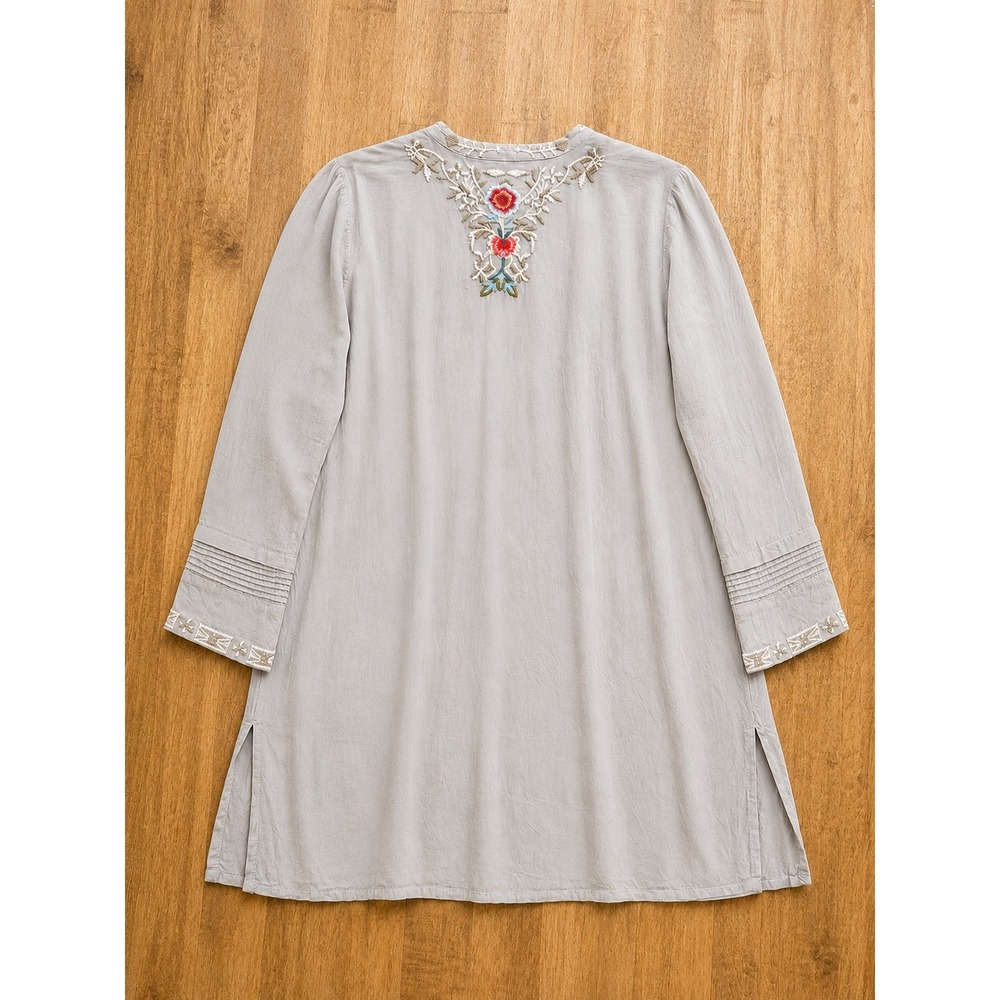 Johnny Was Embroidered Floral Dress Rayon Beige Boho C82763 Medium - Picture 11 of 11